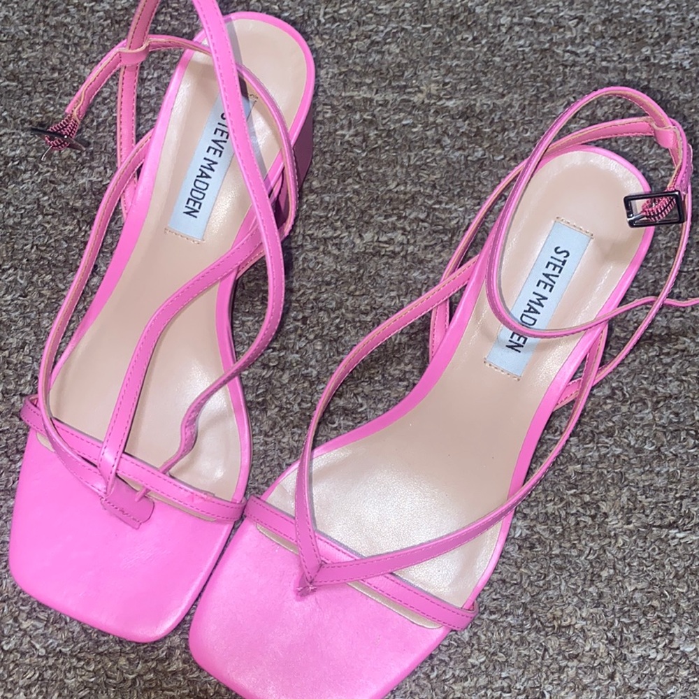 Pink heels with ankle straps